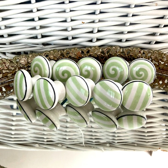 Ceramic Drawer Pulls, Whimsical 5 Striped & 5 Spiral Design. Set of 10 - Picture 6 of 7